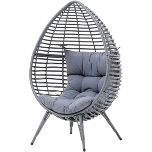 Wicker Round Egg Chair With Legs Home Outdoor Hanging Swing Modern Patio Bench Rattan Indoor Steel Hammock