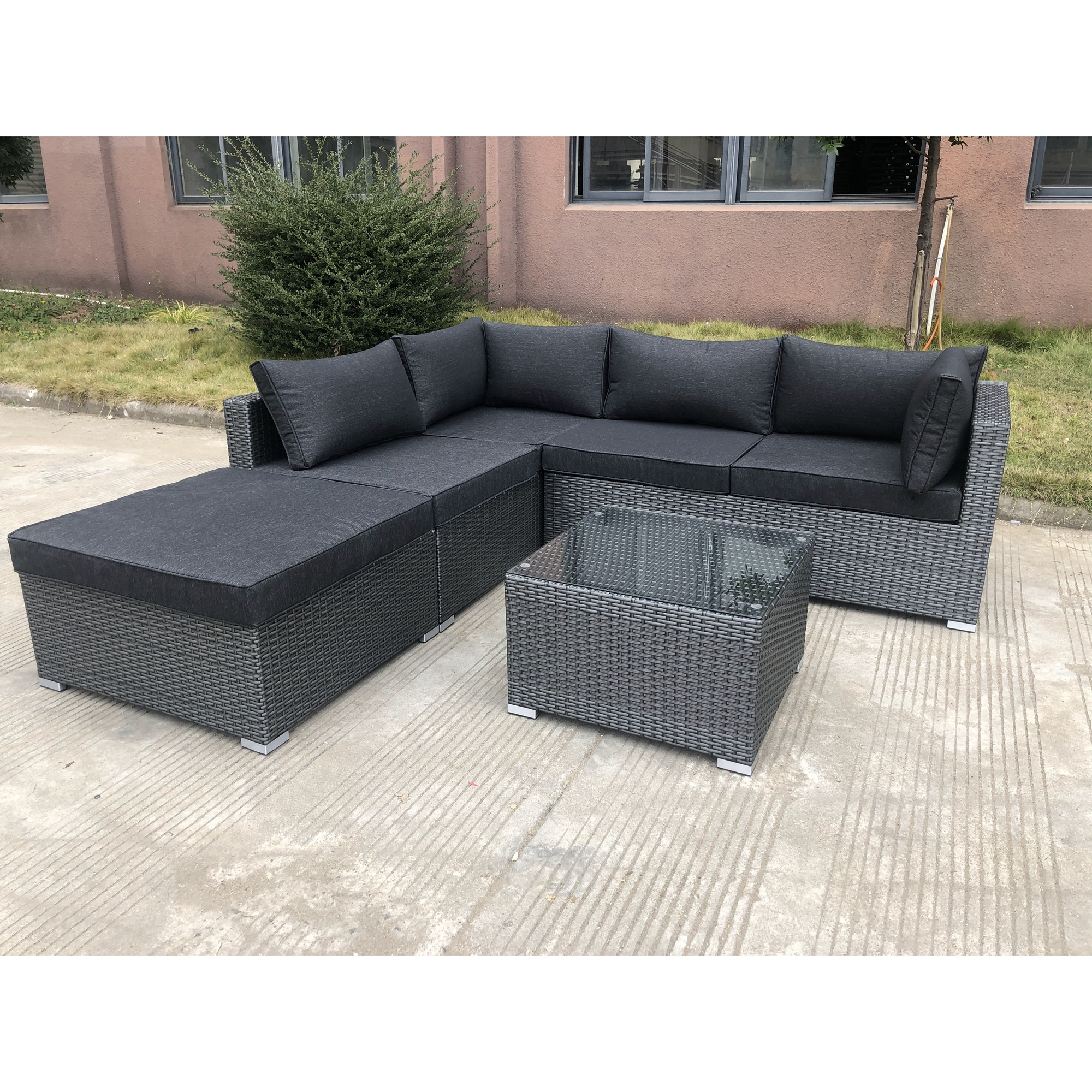 Modern minimalism Rattan Dining Set Patio Outdoor Rattan Wicker Furniture Sets Garden Furniture light Grey Rattan Sofa