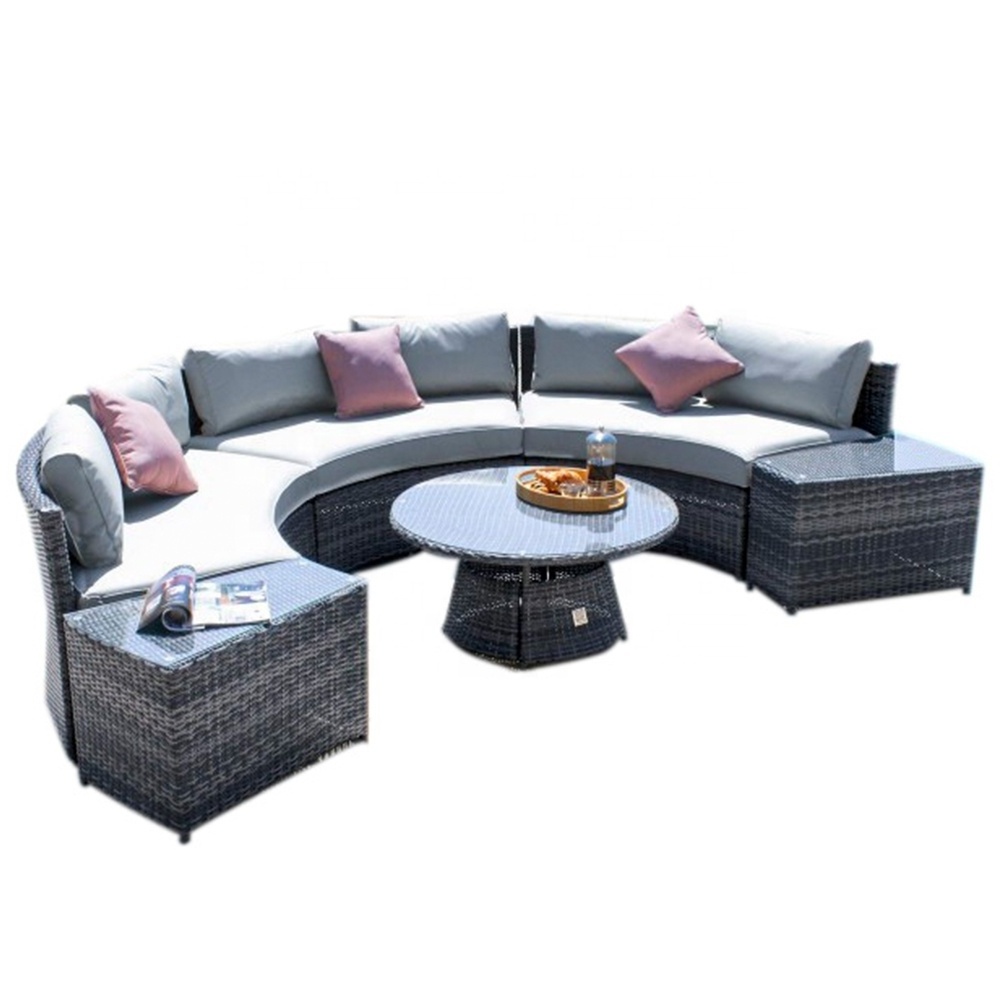 Audu Commercial Resin Oval Wicker Sofa Set Outdoor Lounge Furniture For The United Kingdom