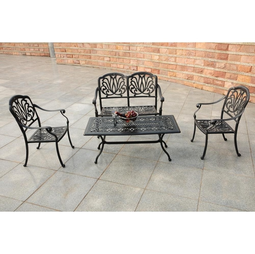 Audu Luxury Garden Furniture Patio Cast Iron Outdoor Metal Aluminum Contemporary Outdoor Sofa Set Set Da Giardino Ferro Battuto