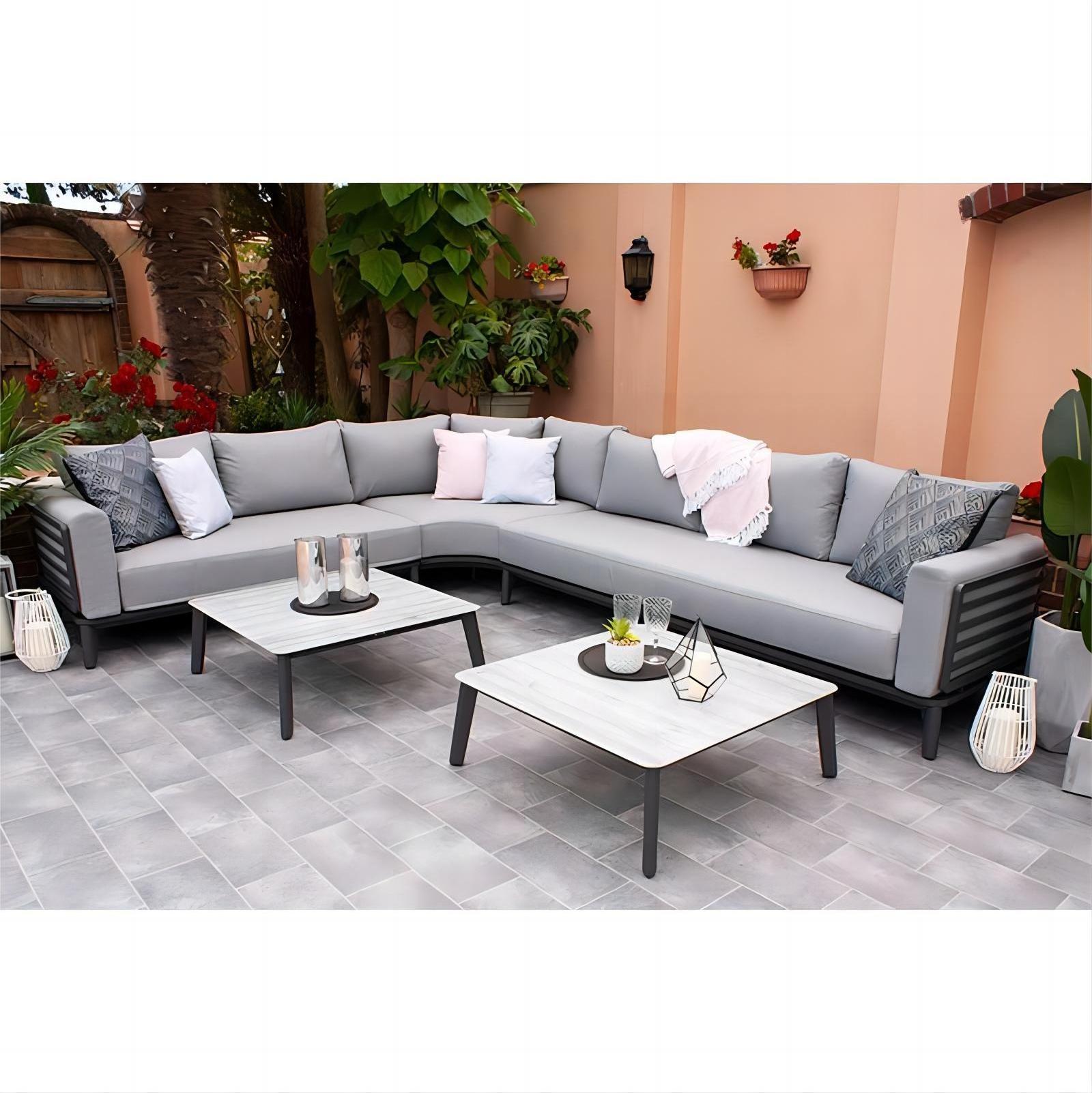 Modern Grey Aluminum Backyard Furniture Garden Sofa Set Patio Furniture Set Wicker Outdoor Furniture Garden Set