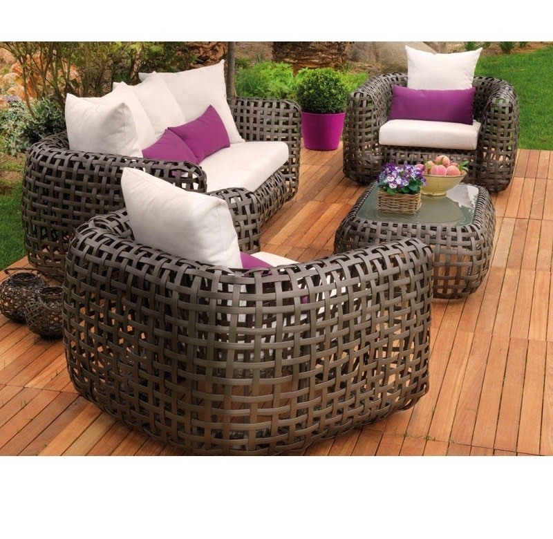 Audu Garden Hand Woven Rope Brown Rattan Coastal Outdoor Sofa