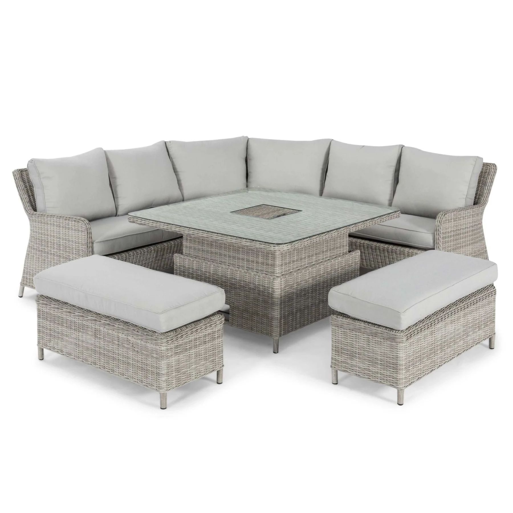 Factory Sell outdoor Round corner sofa Modern 9 seat sectional rattan sofa with two bench