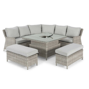 Factory Sell outdoor Round corner sofa Modern 9 seat sectional rattan sofa with two bench