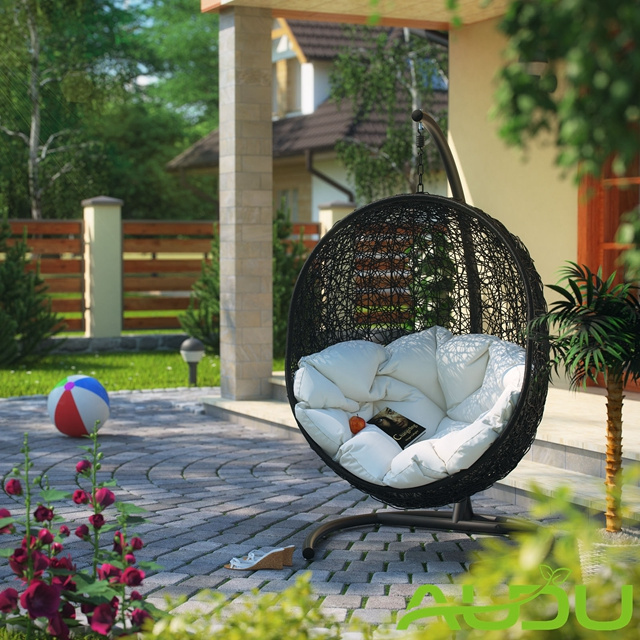 Audu rattan furniture basket shaped chair swing with good price