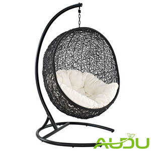 Audu rattan furniture basket shaped chair swing with good price