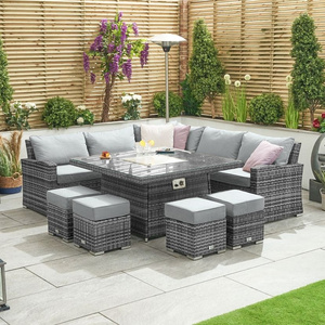 AUDU Southampton BBQ CAS Certificates Gas Rectangle Outdoor Fire Pit Table Rattan Fireplaces Dining Table Set Fire Pit