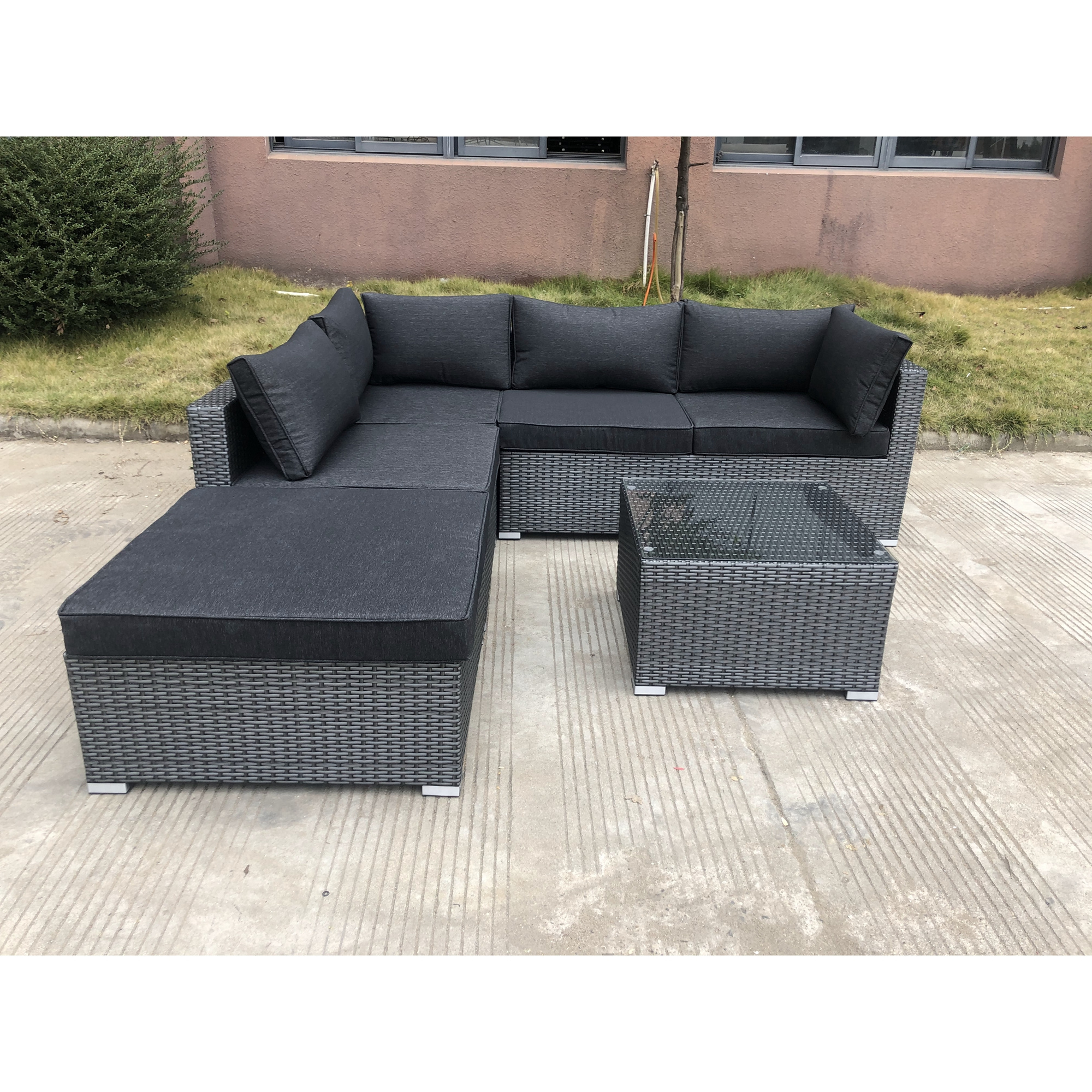 Modern minimalism Rattan Dining Set Patio Outdoor Rattan Wicker Furniture Sets Garden Furniture light Grey Rattan Sofa