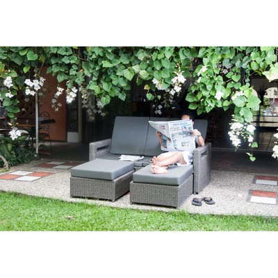 Leisure outdoor rattan double sun bed rattan wicker chaise lounge