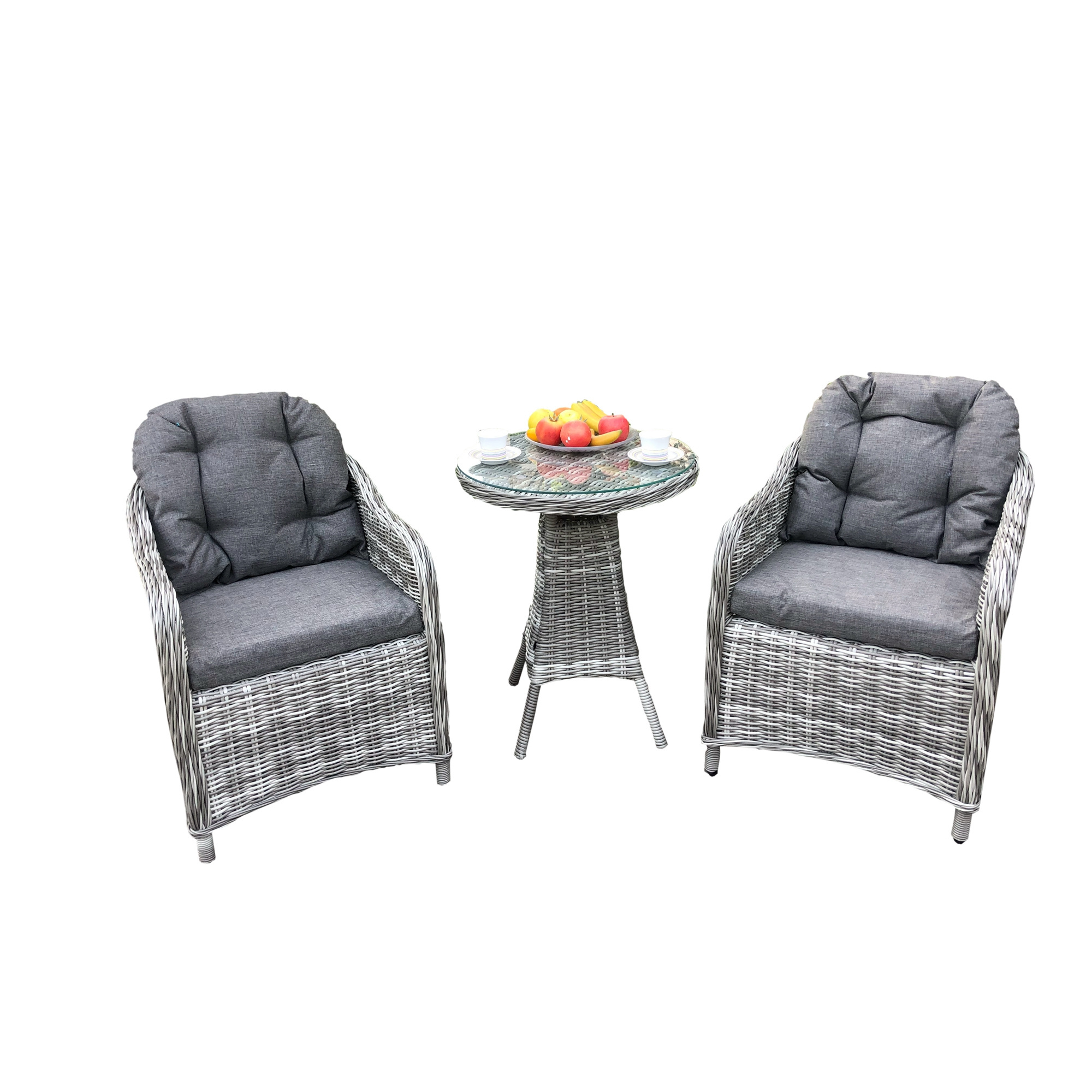 Classical spacious comfortable Outdoor Furniture Rattan Waterproof 2 person Dining sets rattan chair Garden Set