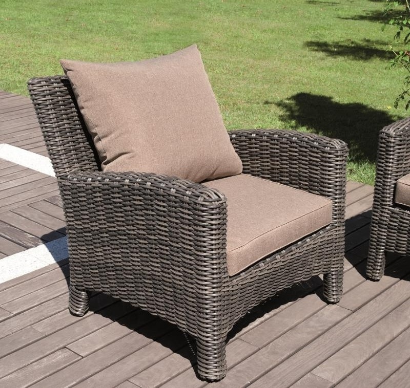 Audu Wicker Chair,Resin Wicker Garden Chair With Back Cushion