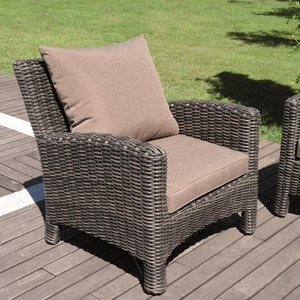 Audu Wicker Chair,Resin Wicker Garden Chair With Back Cushion