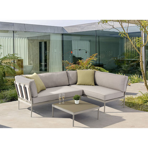 Modern Black Aluminum Backyard Furniture Garden Sofa Set  Simple Outdoor Aluminum Furniture