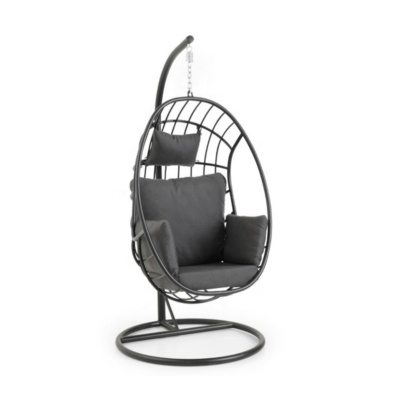 New Modern Gray Hammock Egg Chair With Stand Patio Swings Rattan Hanging Chair Rocking Basket Balcony Garden Outdoor Furniture