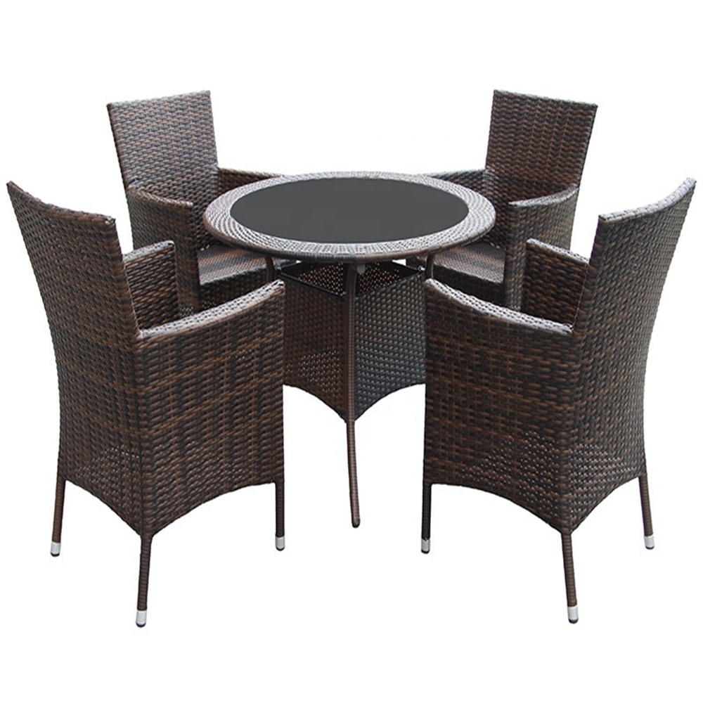 Audu Outdoor Dining Set/4 Seat Grey Rattan Table and Chairs