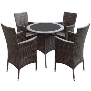 Audu Outdoor Dining Set/4 Seat Grey Rattan Table and Chairs