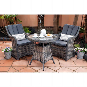 Modern recliner Bistro Dining Set Chairs 2 seat Chocolate rattan chair set