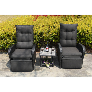 Wholesale Cheap Outdoor Patio Furniture Balcony Rattan Bistro Set 3 piece Tables and Adjusting Chairs Set