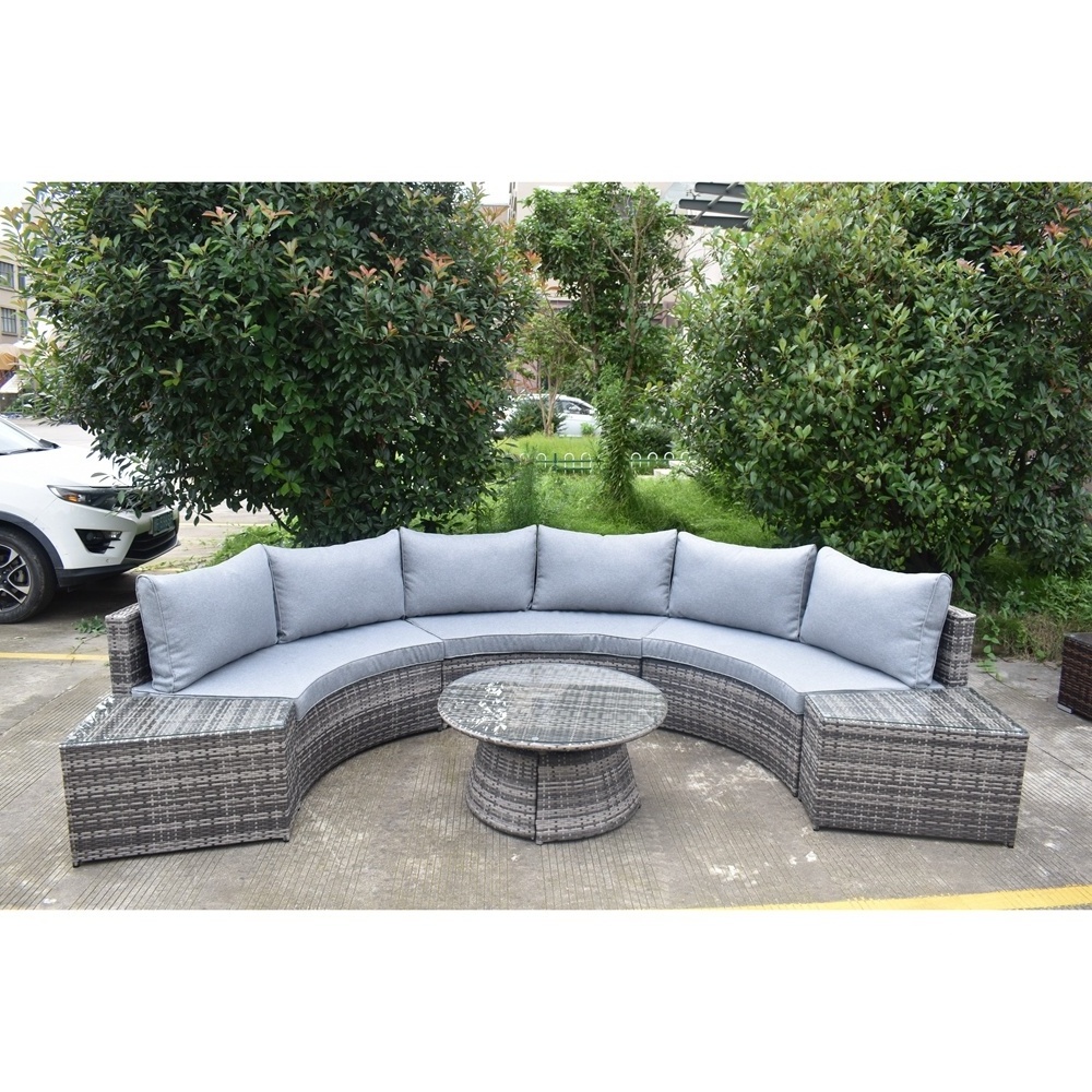 Audu Commercial Resin Oval Wicker Sofa Set Outdoor Lounge Furniture For The United Kingdom