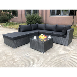 Modern minimalism Rattan Dining Set Patio Outdoor Rattan Wicker Furniture Sets Garden Furniture light Grey Rattan Sofa