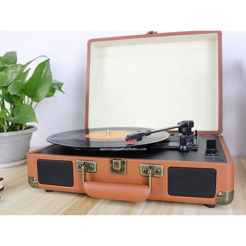 Portable suitcase tocadisco music system blue tooth speaker vinyl record player turntable for recording