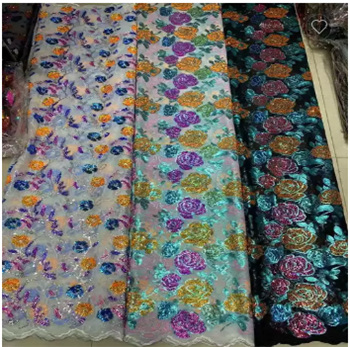 New design 5 yards plain all over soft voile nigerian lace embroidery flower african lace fabrics for garment evening dresses