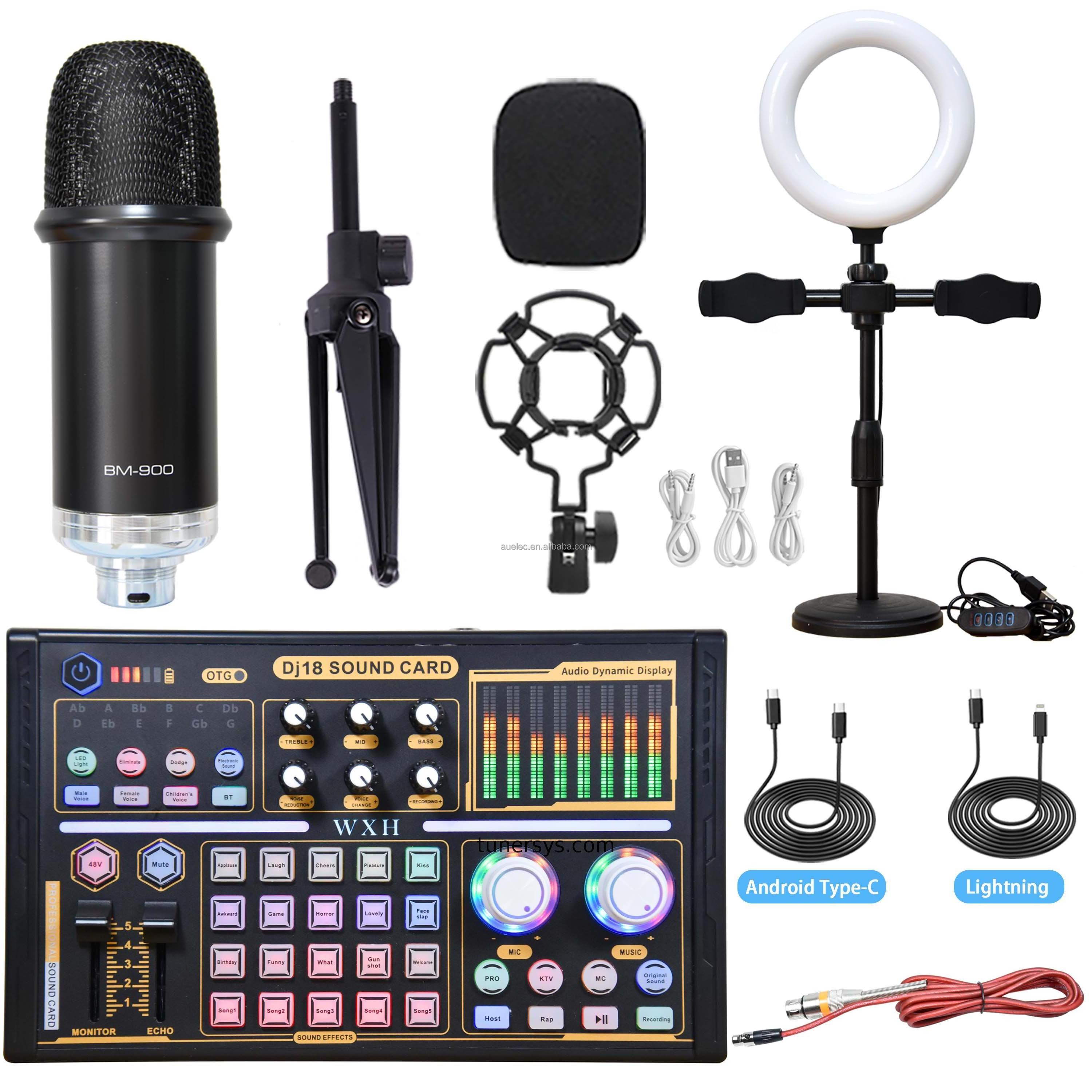 Table Usb Sound Card External Podcast Equipment Bundle For 4