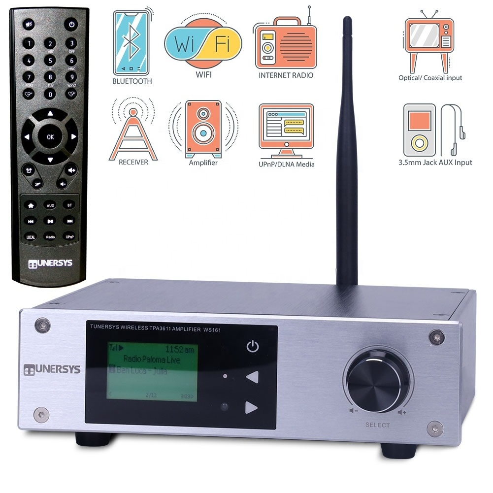 Internet Radios WiFi  Wireless HiFi Audio System BT Amplifier- Stereo Receiver DAC Optical to RCA Out-put Wireless Alarm Clock