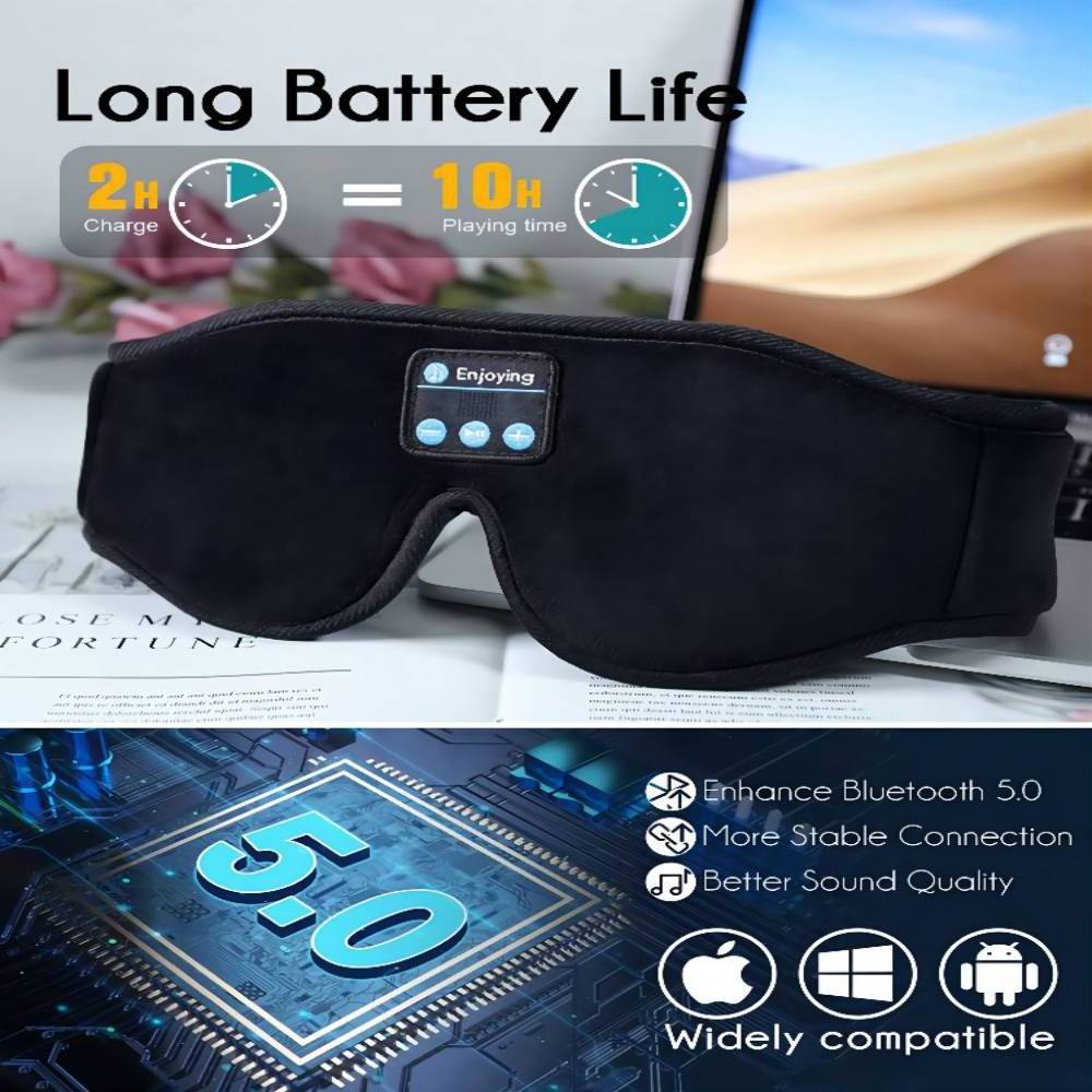 Factory Price  5.0 Wireless 3D Eye Mask With Adjustable Washable  Thin Stereo Speakers Sleeping headphones   for Side Sleepers