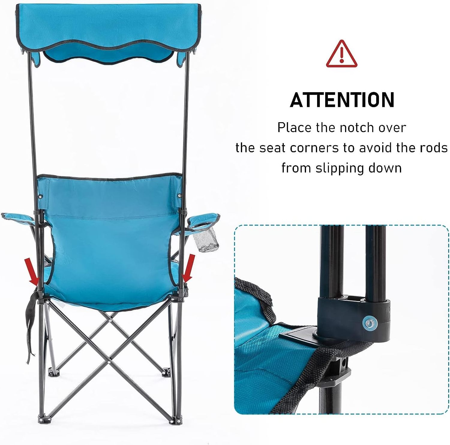 Canopy Shade Camping Chair Outdoor Fishing Picnic Garden Chairs Portable Beach Chairs with Umbrella Support 330 lbs