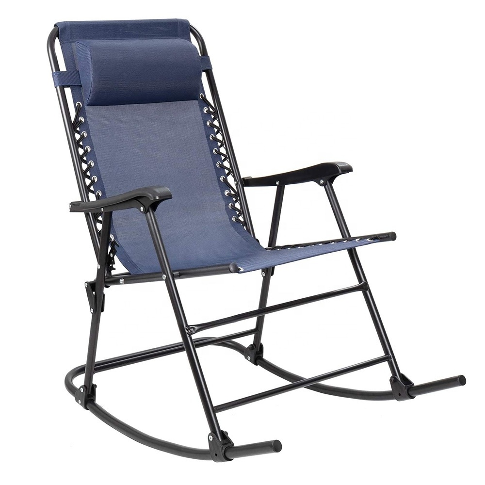 Patio Rocking Zero Gravity Chair Outdoor Wide Recliner Chair for Lawn Beach Camping Poolside with Headrest Pillow