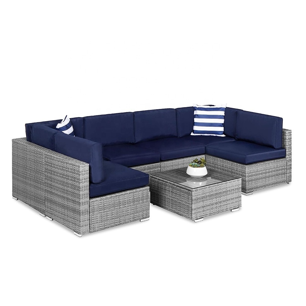 Outdoor Patio Furniture Set Rattan Outdoor Sectional Sofa Backyard Furniture Outdoor Couch with Updated Metal