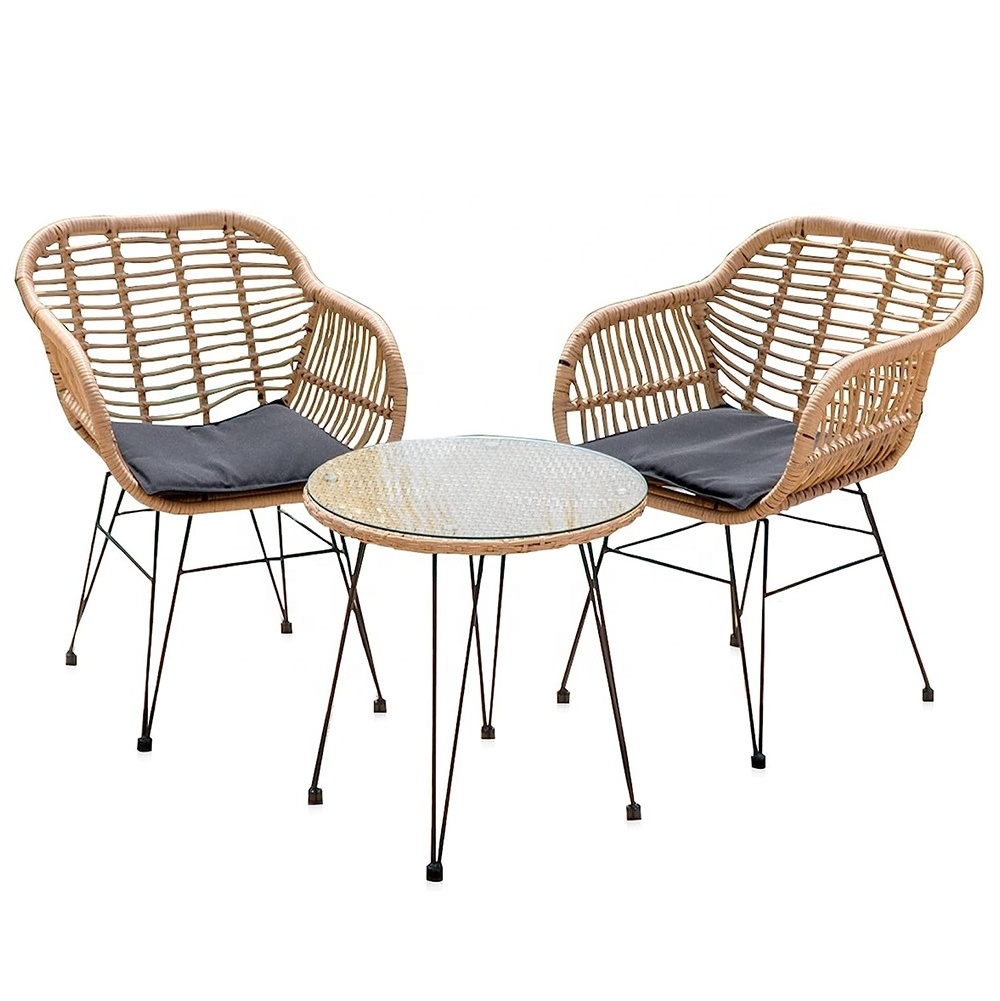 Three Sets of Balcony Tables and Chairs Rattan Leisure Chairs Small Tea Table Combination Outdoor Terrace Tables and Chairs