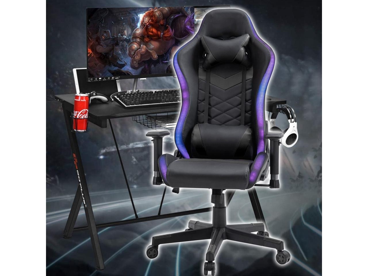 JL high quality foam density racing elite game pc rgb silla gaming chair best cheap led colorful gamer chair for adult black