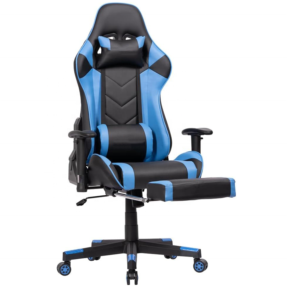 multi functional memory foam gamer stuhl massage blue pvc office heavy duty electronic sports chair revolving gaming chair