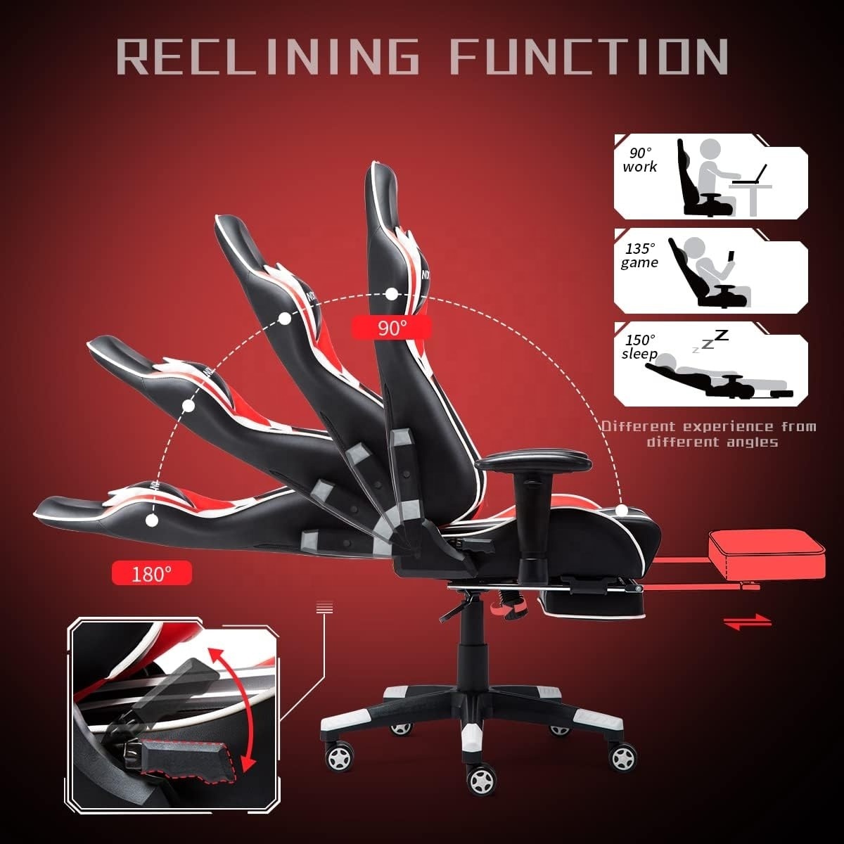 JL wholesale price red hot Kurwait real leather silla gamer rocker e-sports gaming chair 3d professional pc chair for gamer