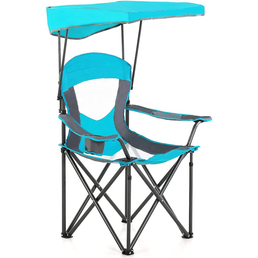 factory direct heavy duty waterproof oxford beach chair oversize folding fishing camping chair with shade canopy