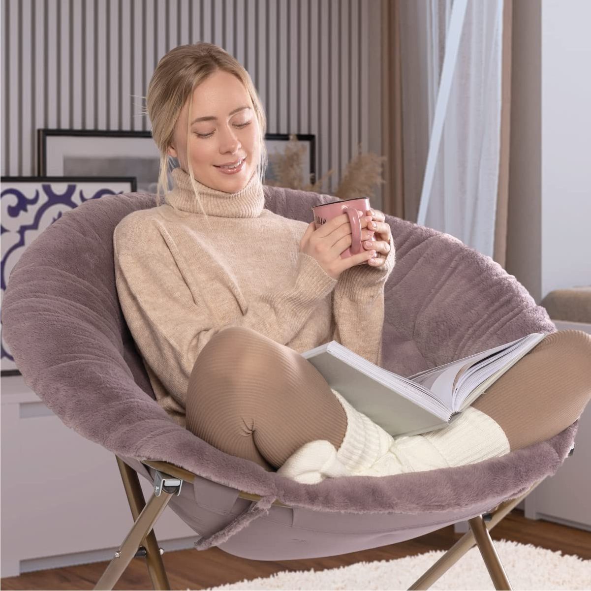 Global best seller cozy comfy purple indoor reading living room foldable bedroom loungr chair dining room lazy sofa chairs