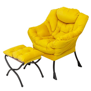 Wholesale price yellow ergonomic bedroom lounge accent chair living room chairs indoor outdoor leisure upholstered sofa chair