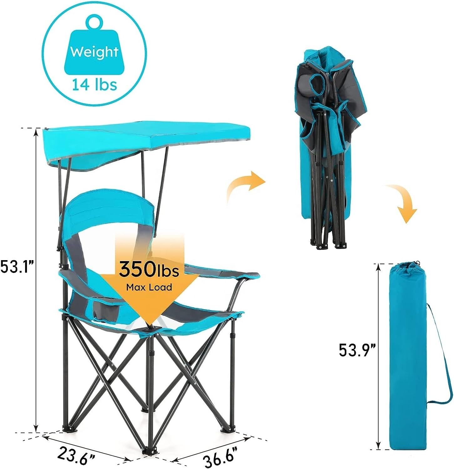 factory direct heavy duty waterproof oxford beach chair oversize folding fishing camping chair with shade canopy