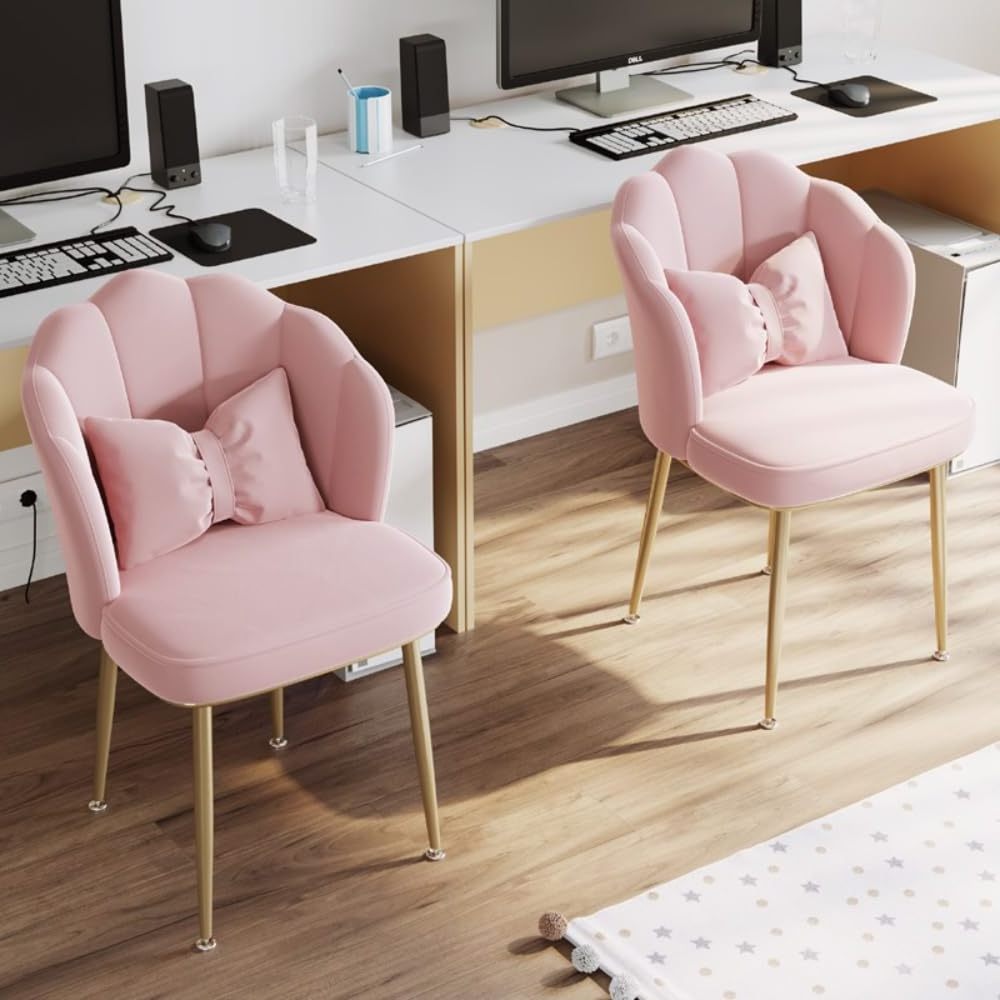 New design easy to assemble pink ribbon cushion soft comfy dining large chair living room petal shell chairs off chair for bar