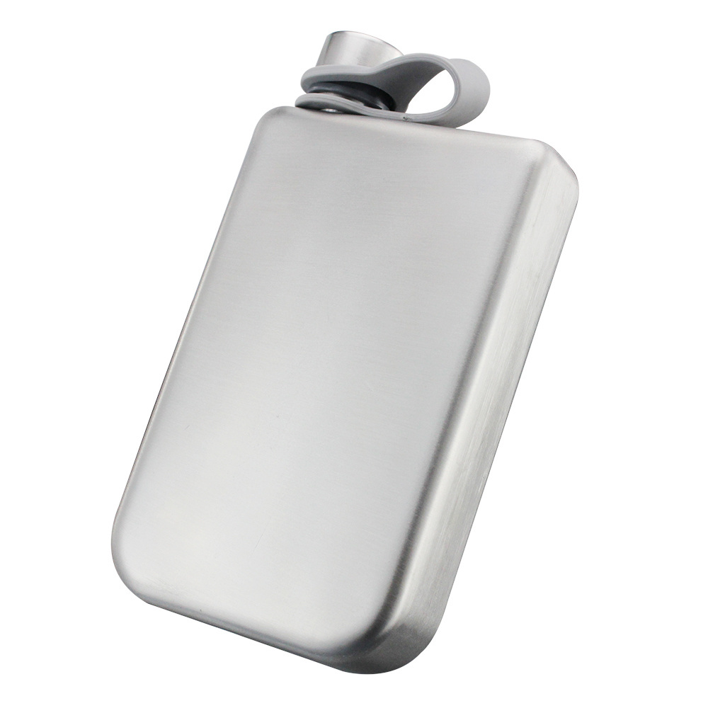 Outdoor Flat Wine Bottle Square Shaped 304 Stainless Steel 9oz Hip Flask