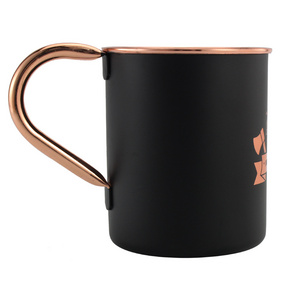 Drinkware Handcrafted Hammered Pure Copper inside Mugs black Cups warm Cocoa cup with Brass Handle