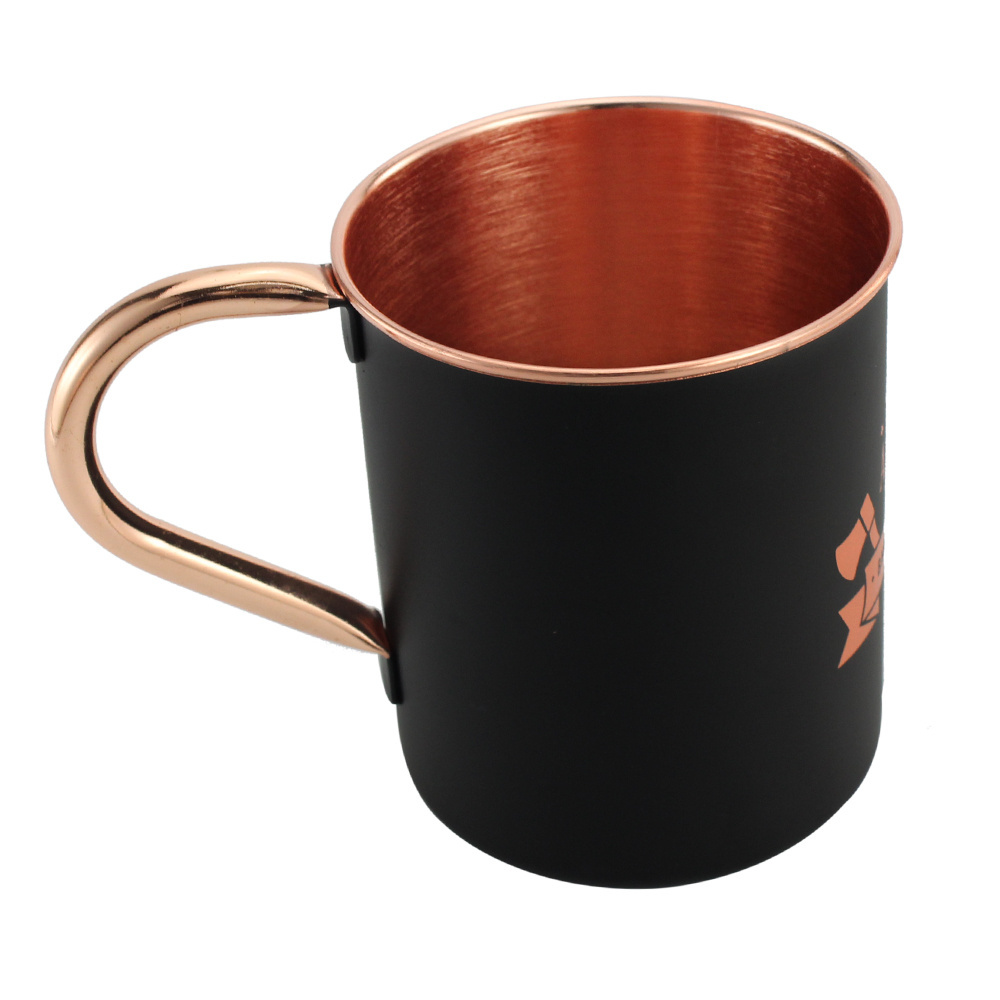 Drinkware Handcrafted Hammered Pure Copper inside Mugs black Cups warm Cocoa cup with Brass Handle