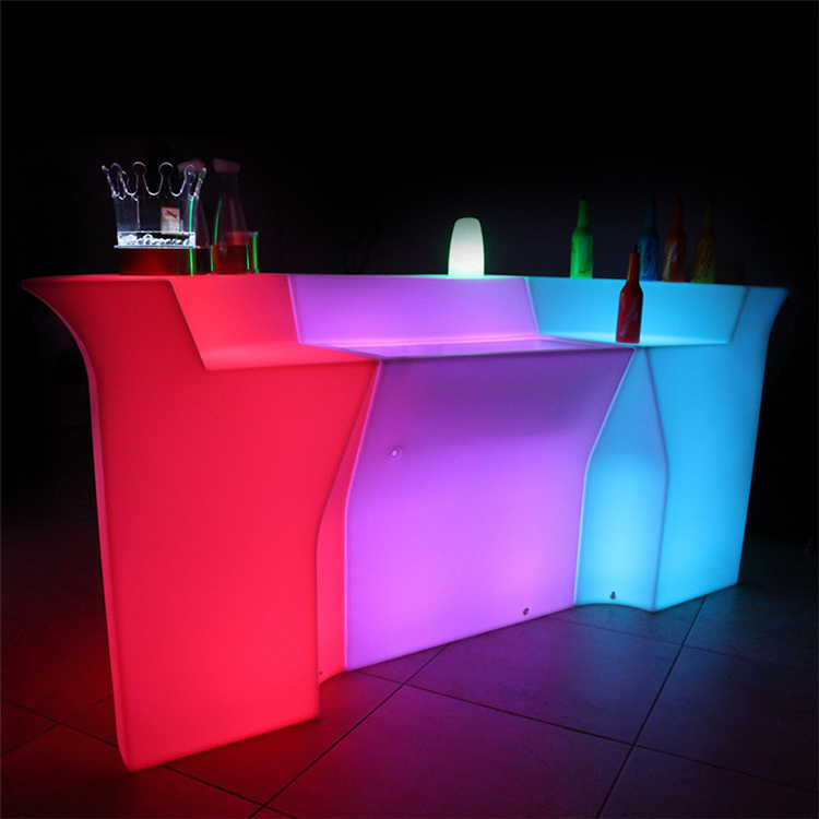 Night club lighting bar glowing illuminated led light table bar counter design