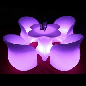 outdoor furniture LED luminous bench modern garden plastic light up bar chair stools