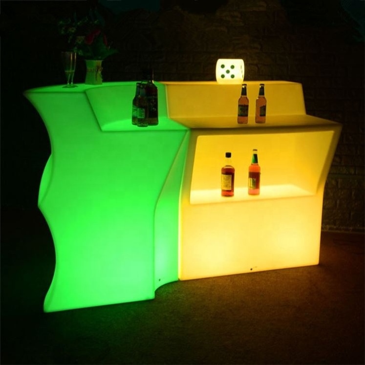 outdoor furniture LED luminous bench modern garden plastic light up bar chair stools