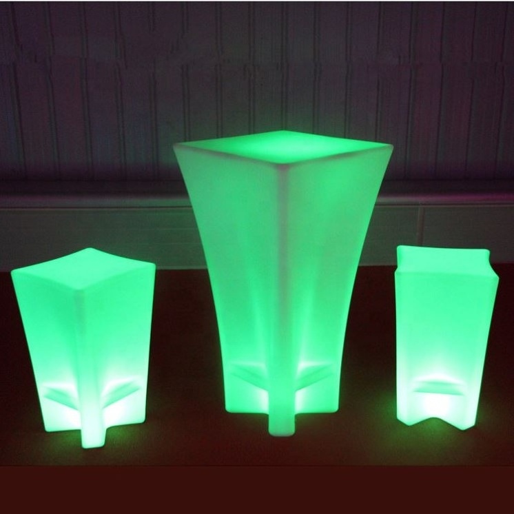 outdoor furniture LED luminous bench modern garden plastic light up bar chair stools