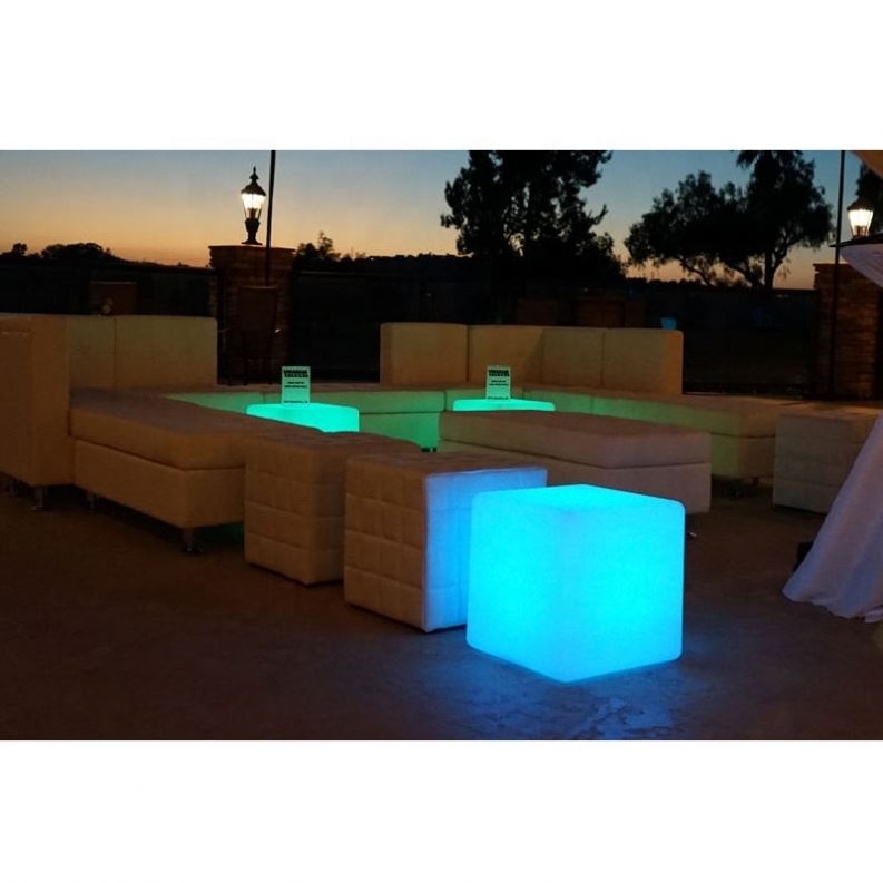 Glowing waterproof multi color change sun lounger Outdoor bench plastic furniture modern style led swimming pool lounger