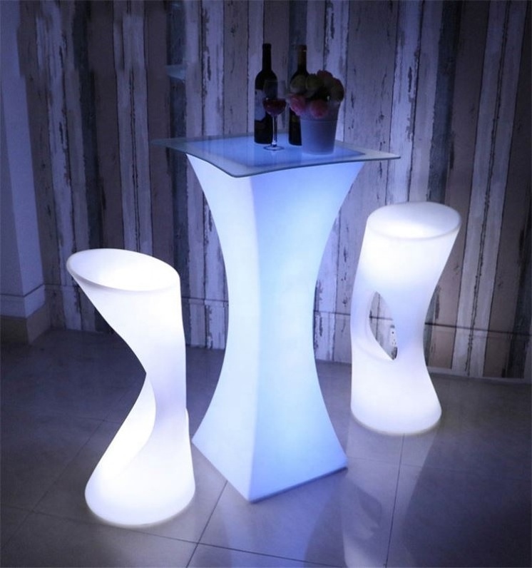 Garden decoration led illuminated /battery operated rechargeable Modern design led bar chair party led light cocktail table